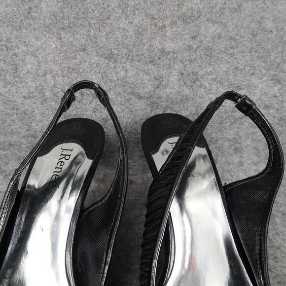 J Renee Shoes Womens 9N Slingback Pumps Kelsi Peep Toe Bow Black Slip On Formal - Picture 3 of 12